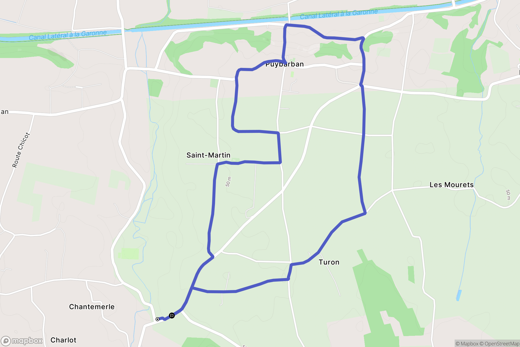 Pondaurat : carte du parcours de randonnée - France