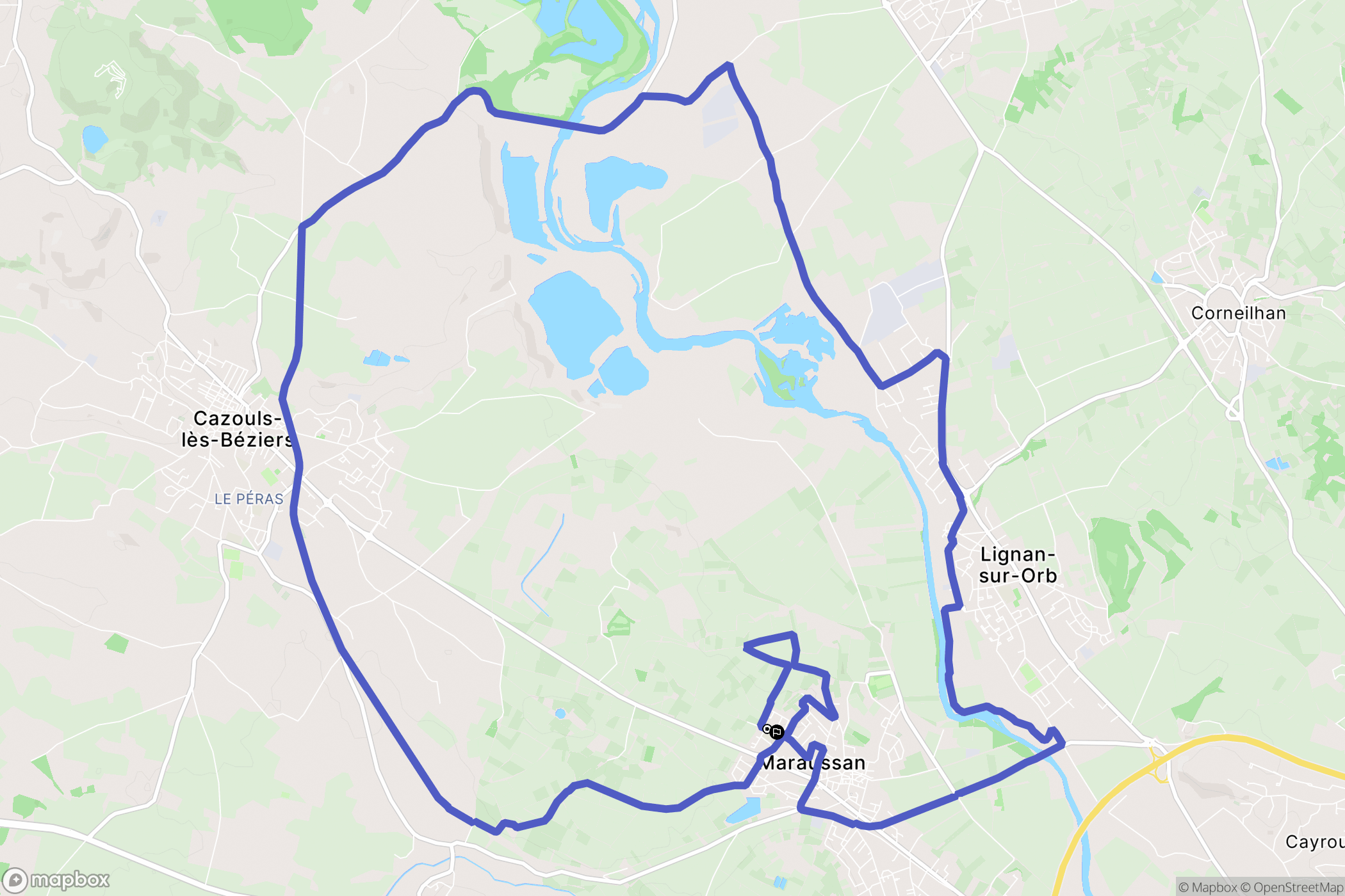 Maraussan : carte du parcours de randonnée - France