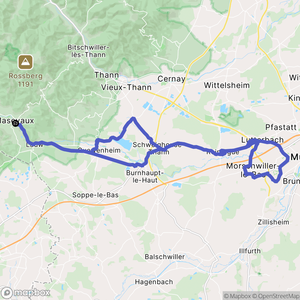 Masevaux-Niederbruck : carte du parcours de randonnée - France