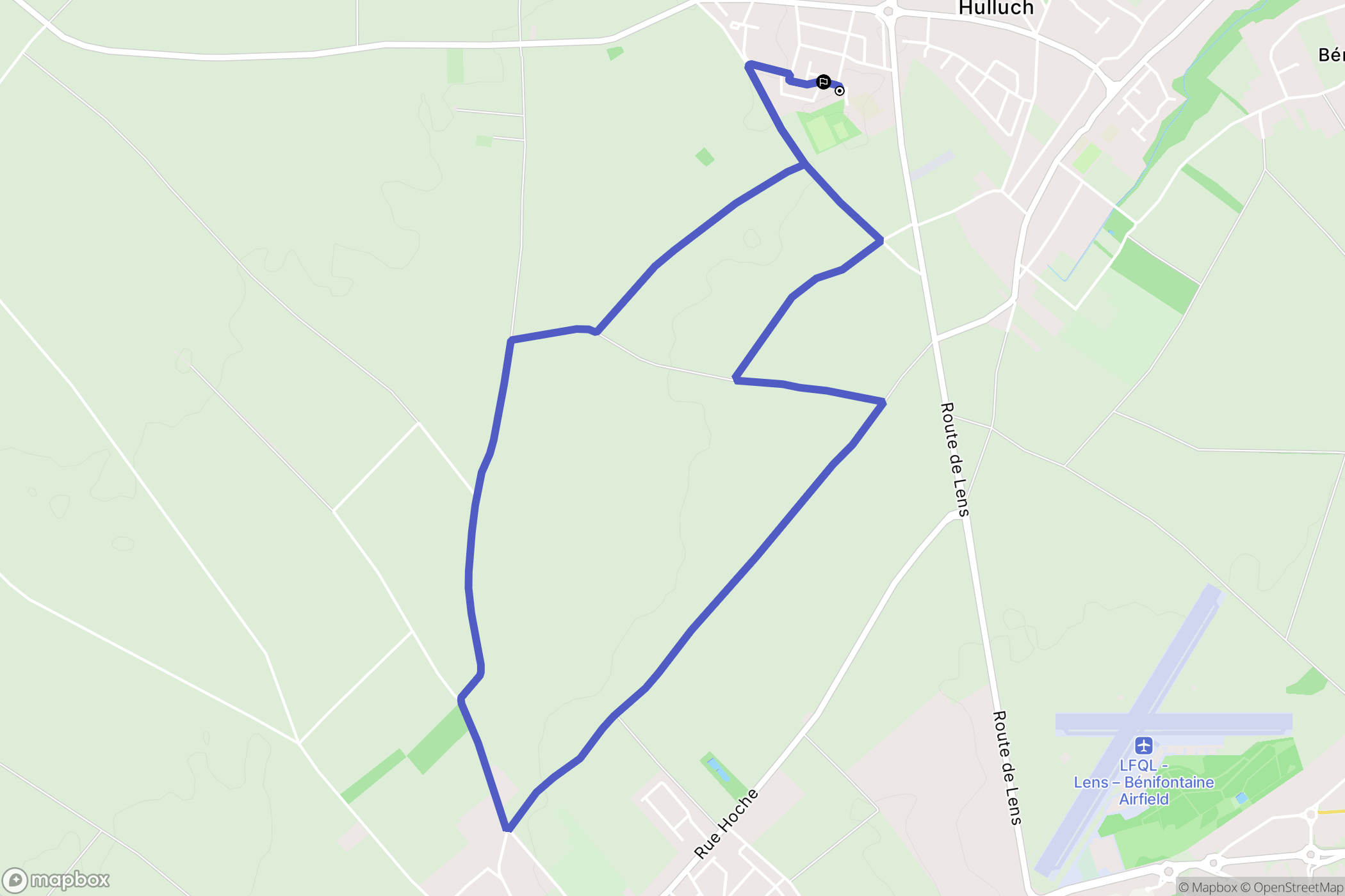 Hulluch : carte du parcours de randonnée - France