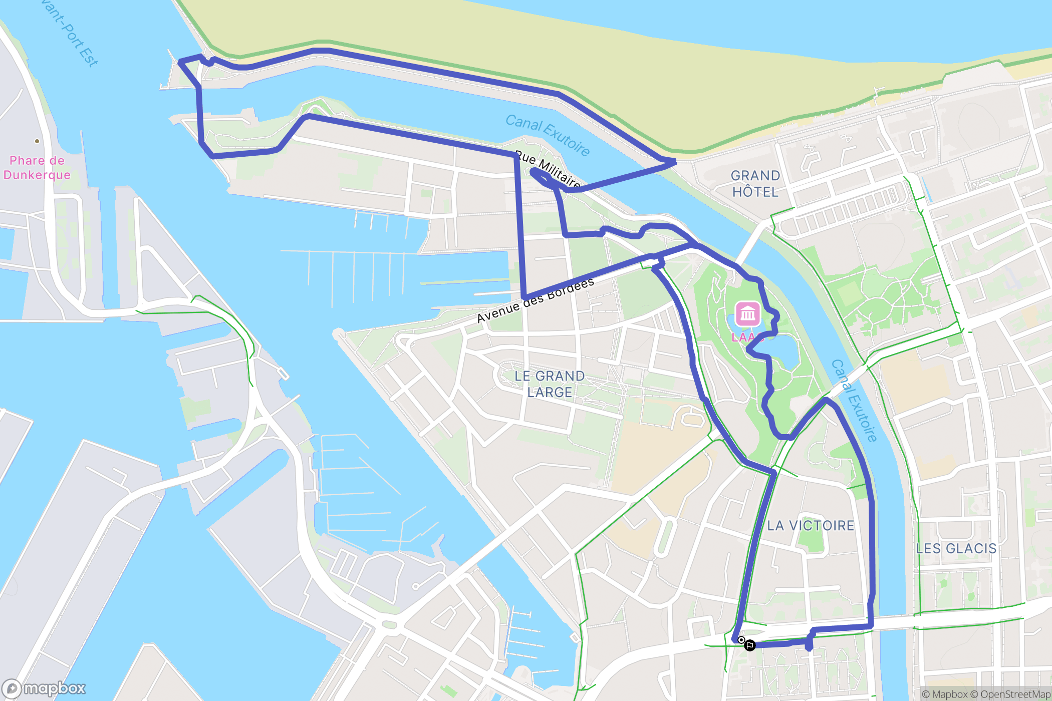 Dunkerque : carte du parcours de randonnée - France