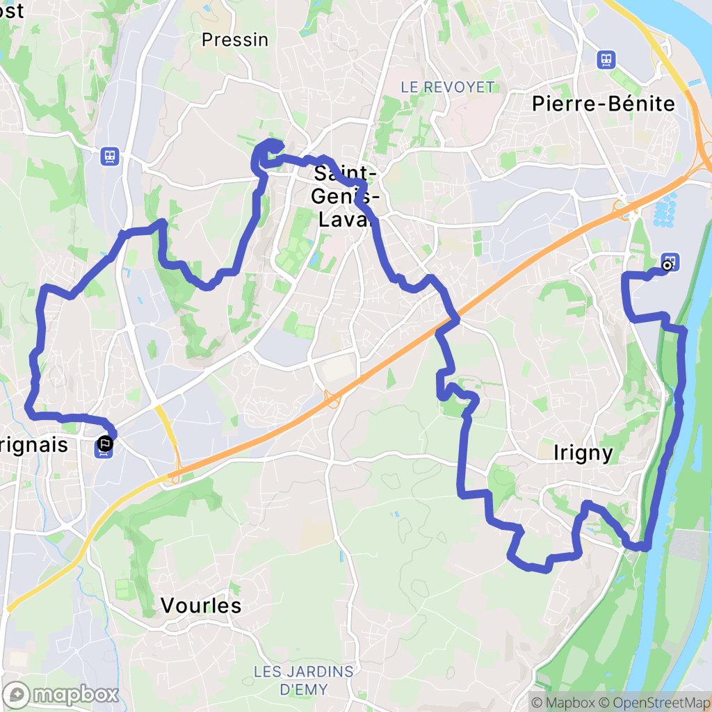 Irigny : carte du parcours de randonnée - France