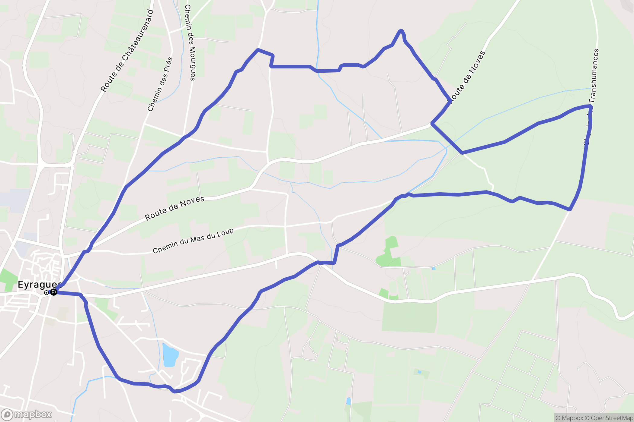 Eyragues : carte du parcours de randonnée - France