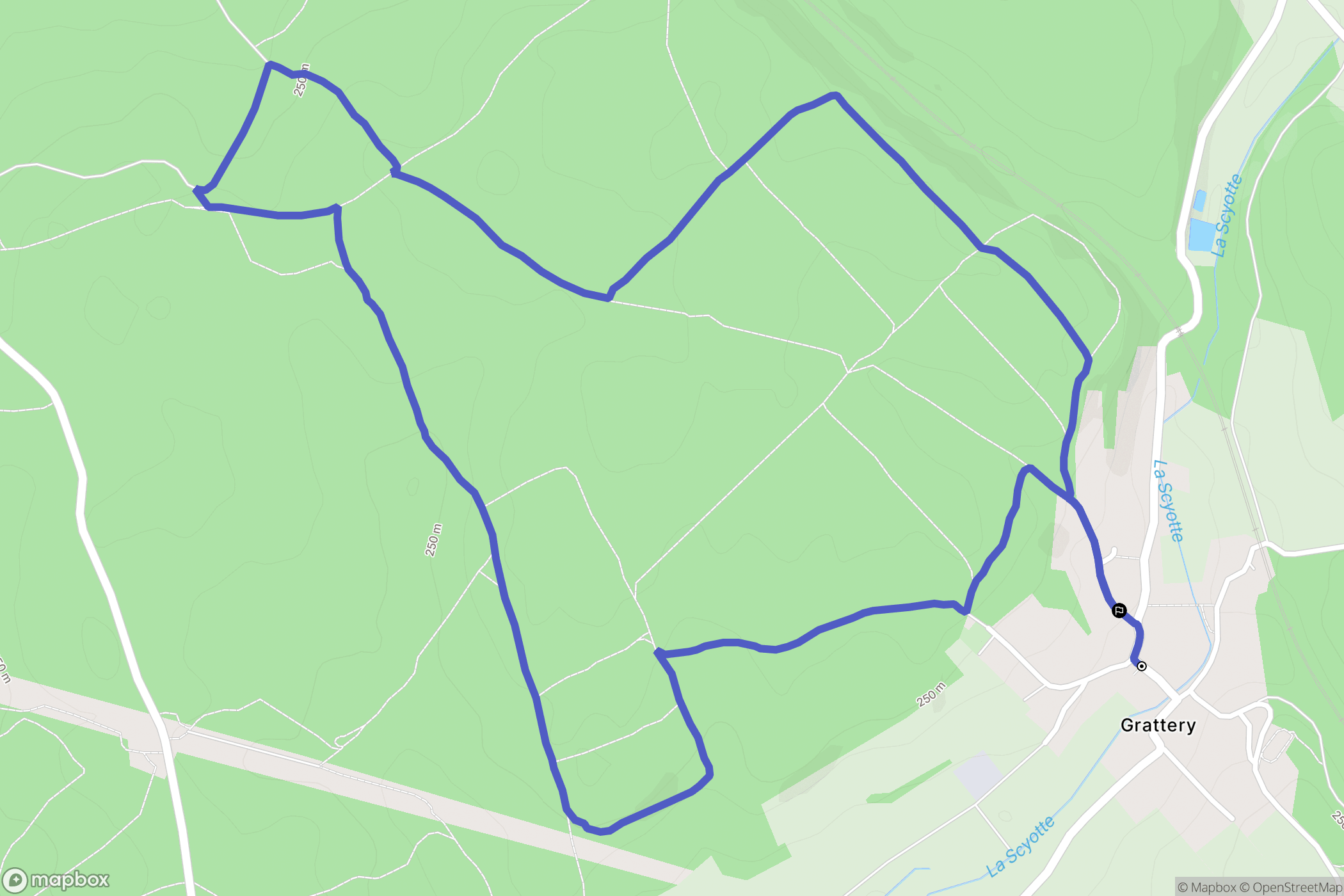 Grattery : carte du parcours de randonnée - France