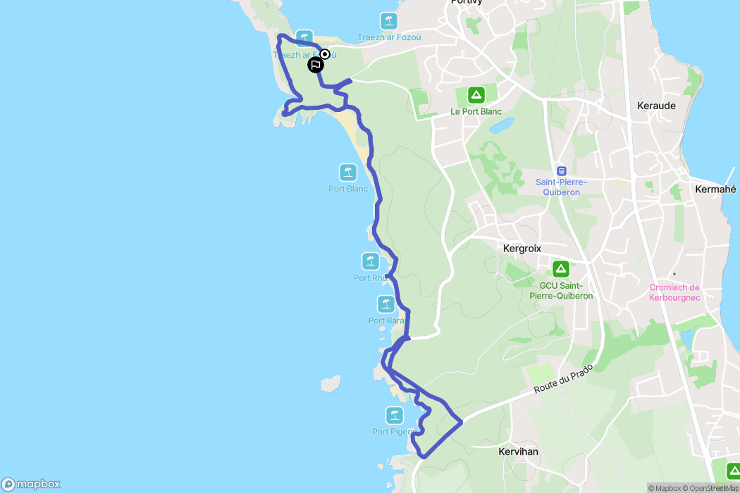 Saint-Pierre-Quiberon : carte du parcours de randonnée - France