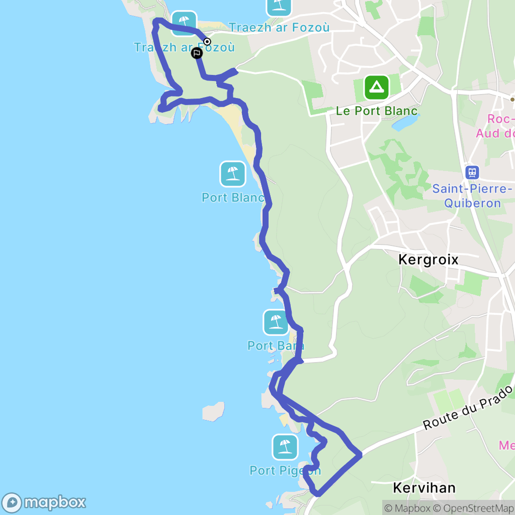Saint-Pierre-Quiberon : carte du parcours de randonnée - France
