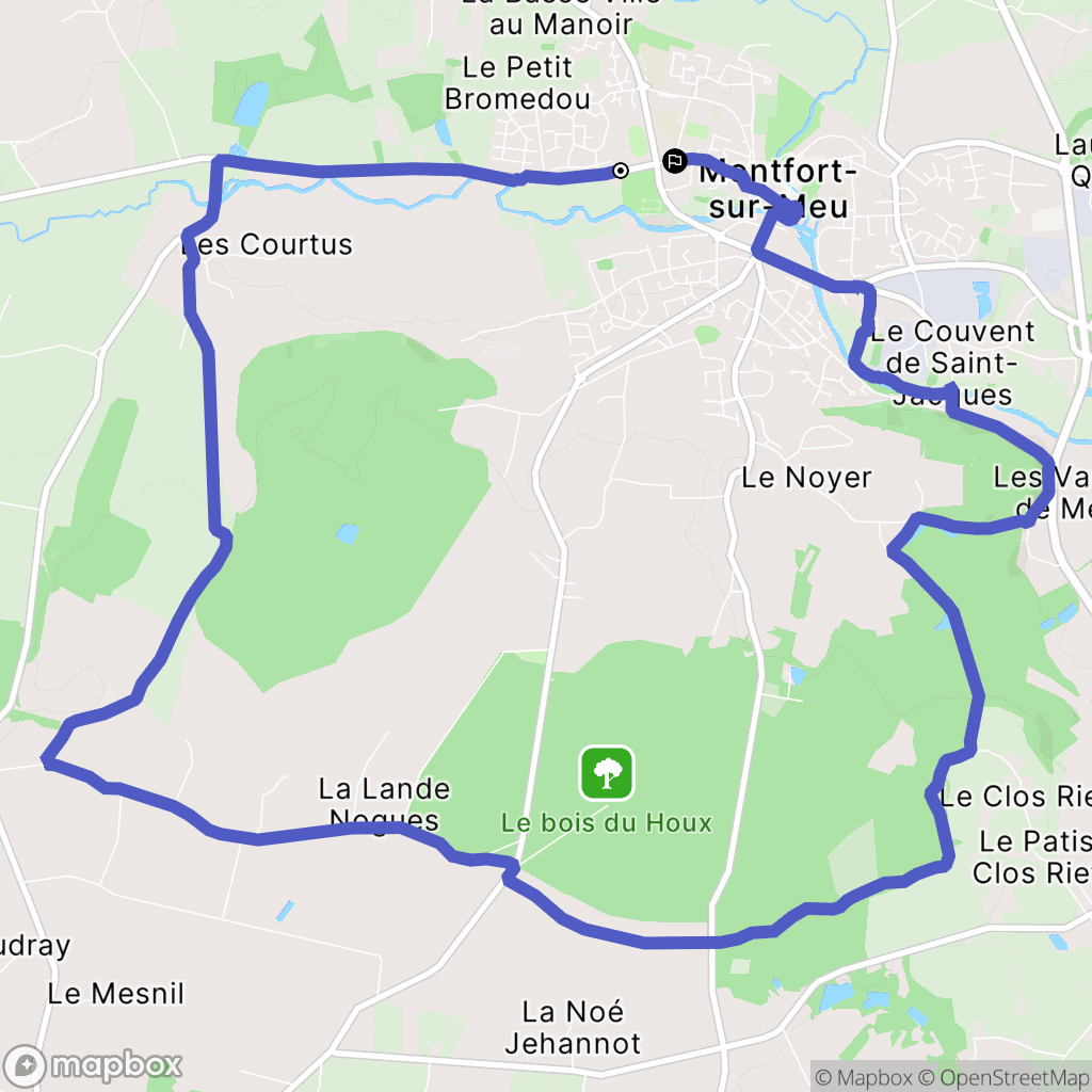 Montfort-sur-Meu : carte du parcours de randonnée - France