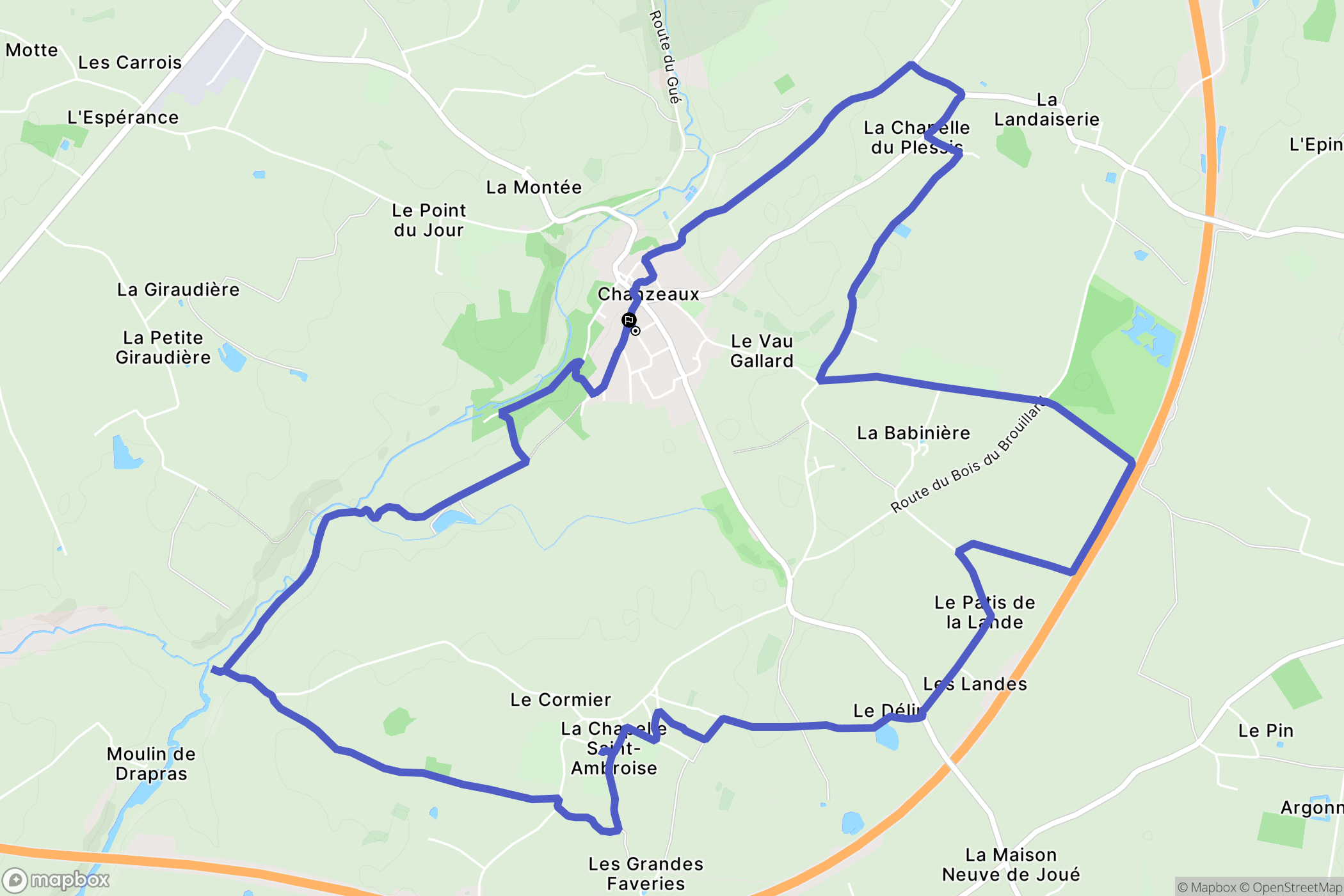 Chemillé-en-Anjou : carte du parcours de randonnée - France