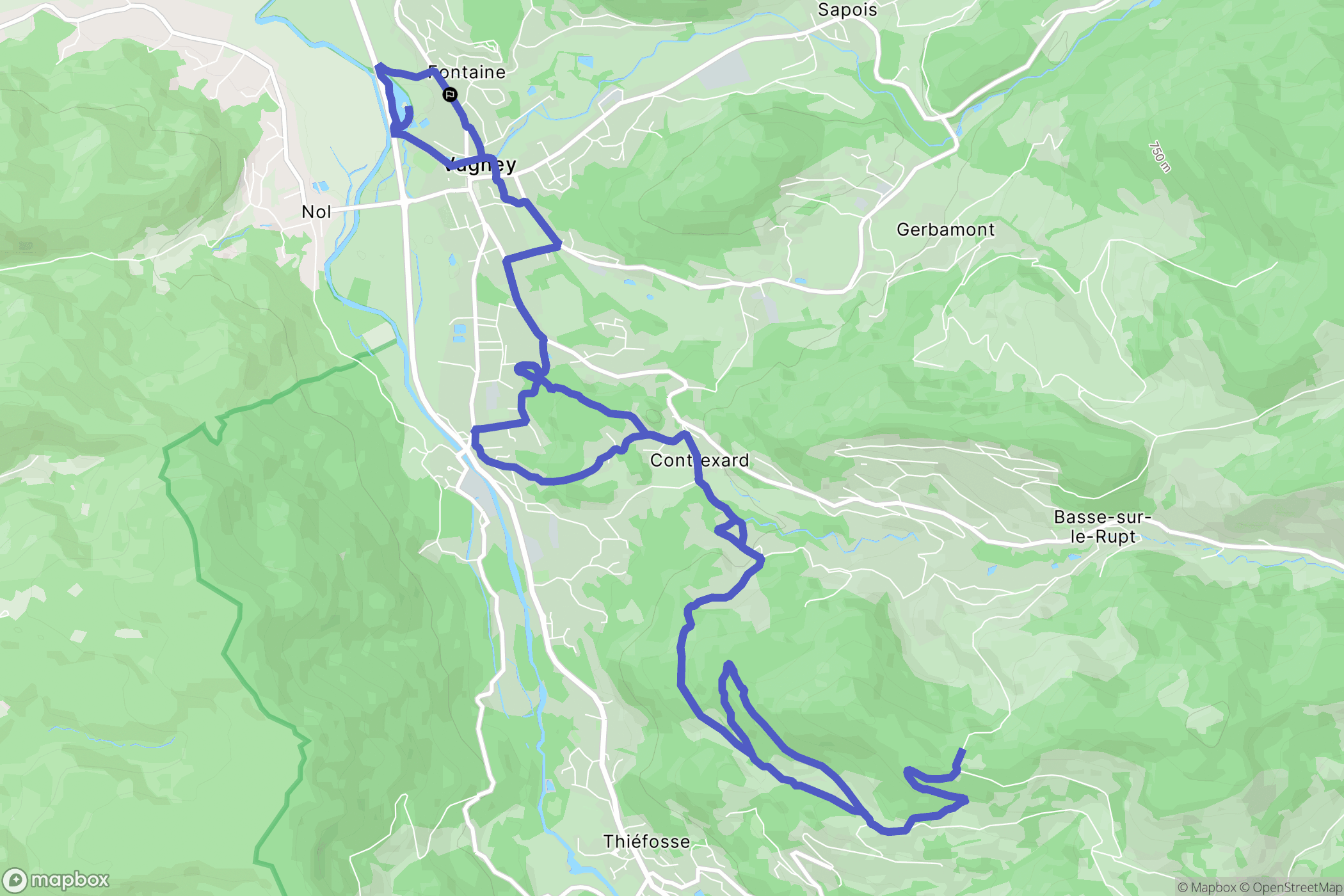 Vagney : carte du parcours de randonnée - France