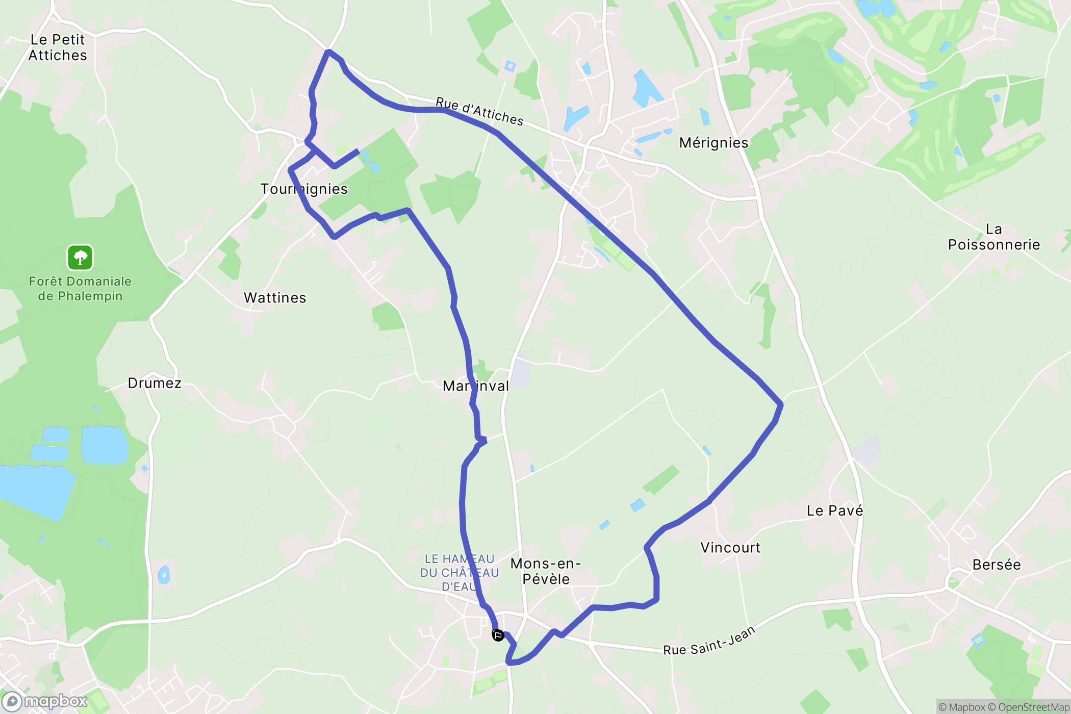 Mons-en-Pévèle : carte du parcours de randonnée - France