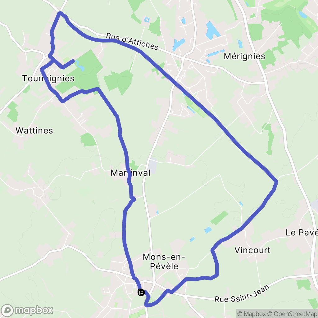 Mons-en-Pévèle : carte du parcours de randonnée - France