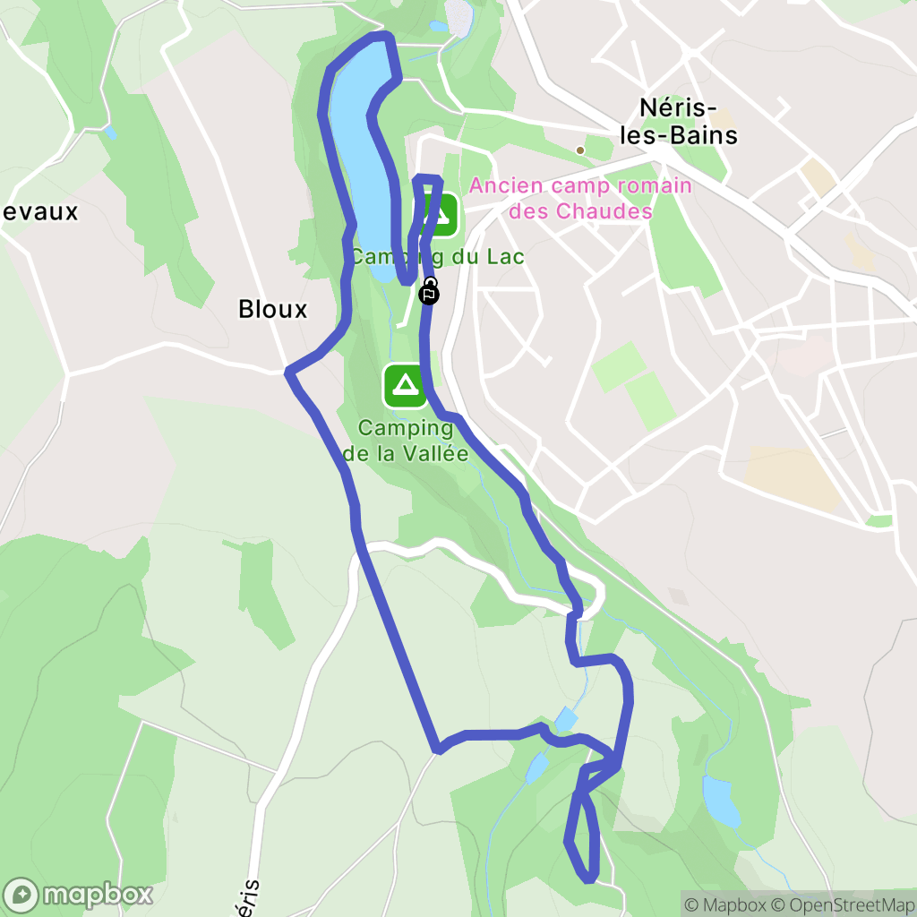 Néris-les-Bains : carte du parcours de randonnée - France