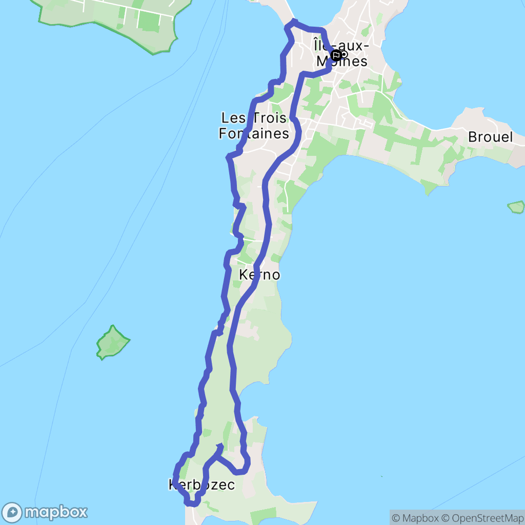 Île-aux-Moines : carte du parcours de randonnée - France