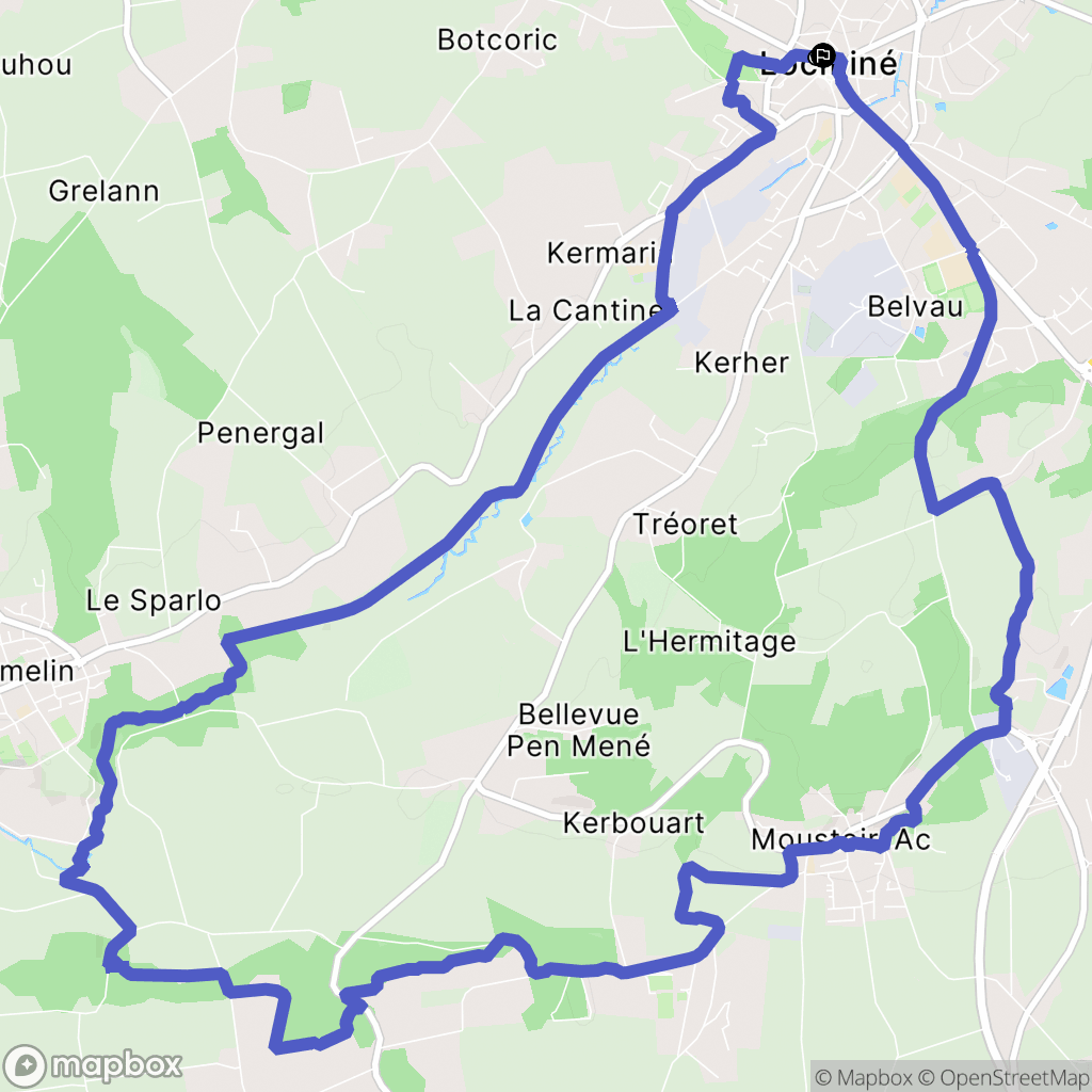 Locminé : carte du parcours de randonnée - France
