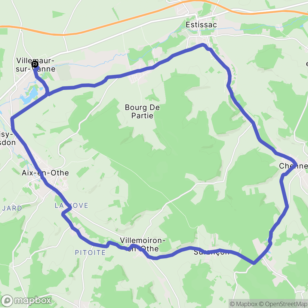 Aix-Villemaur-Palis : carte du parcours de randonnée - France