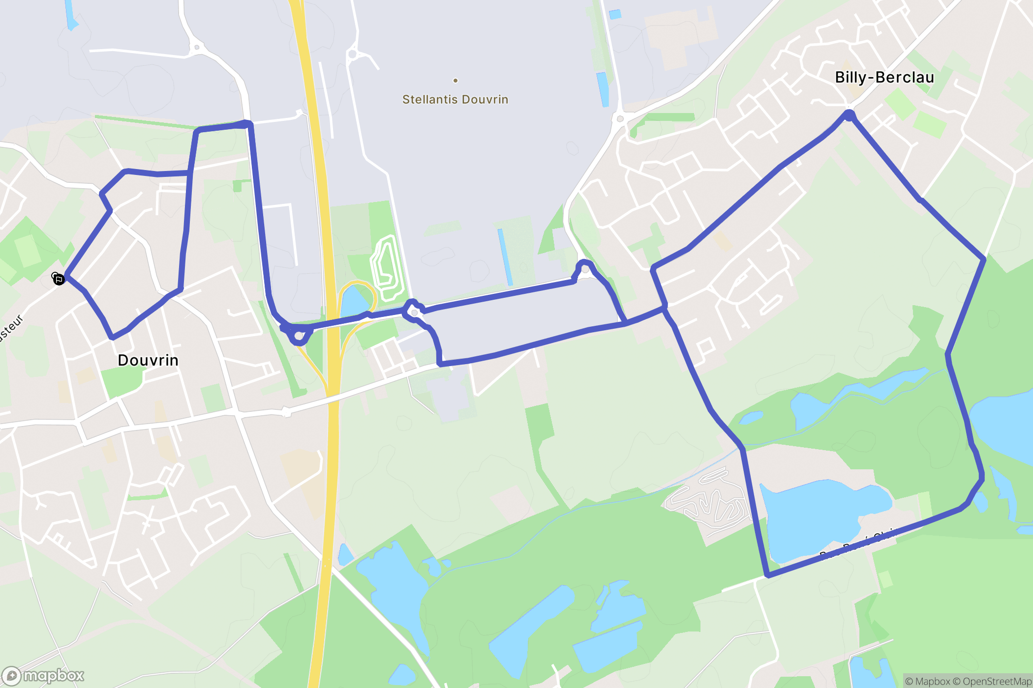 Douvrin : carte du parcours de randonnée - France