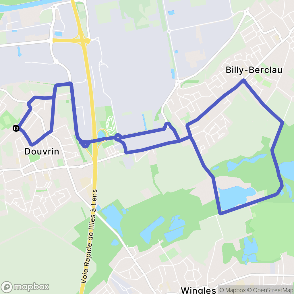 Douvrin : carte du parcours de randonnée - France