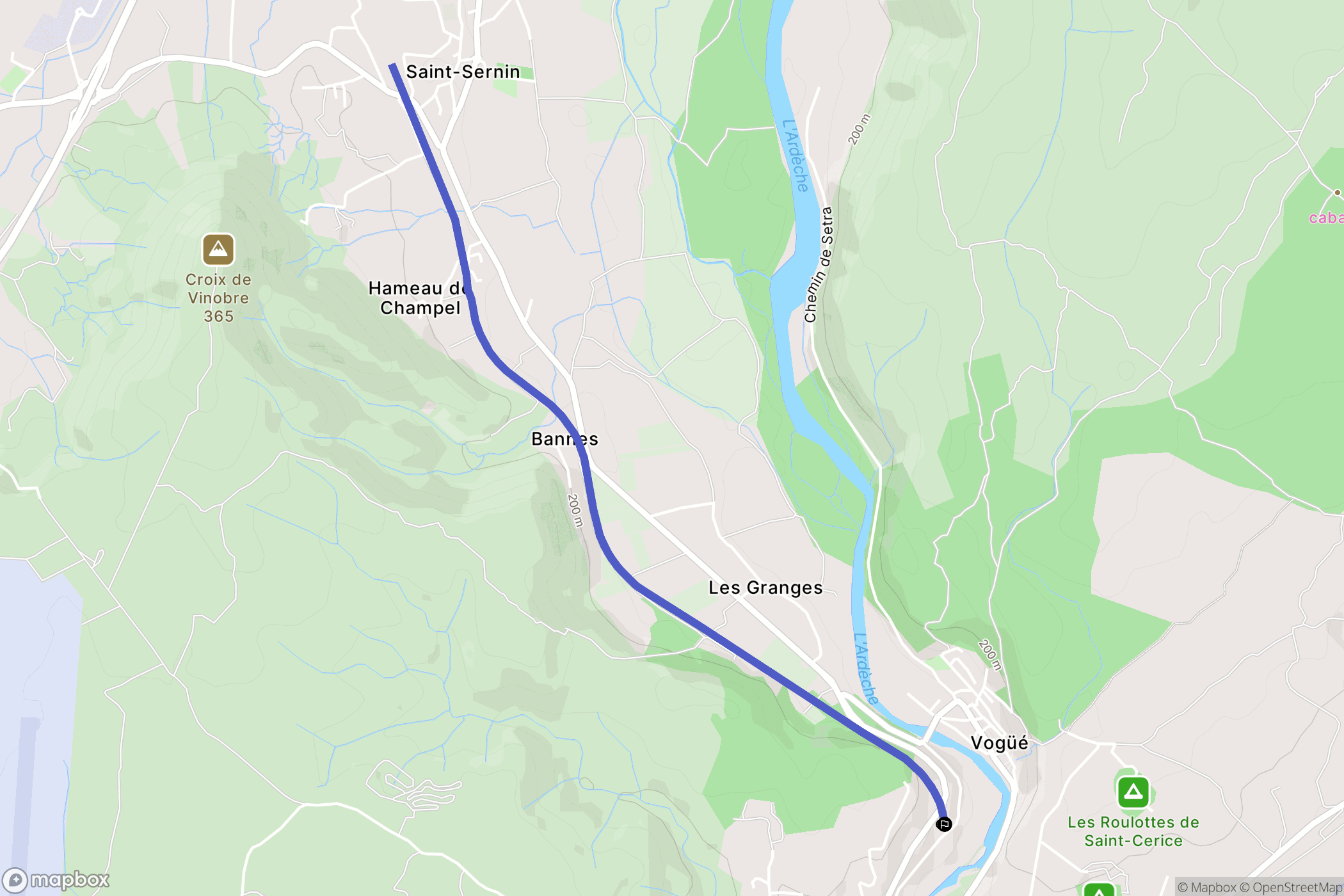 Vogüé : carte du parcours de randonnée - France