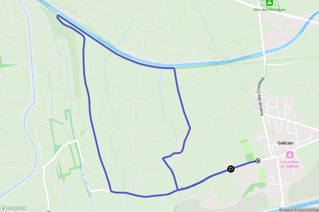 Vauvert : carte du parcours de randonnée - France