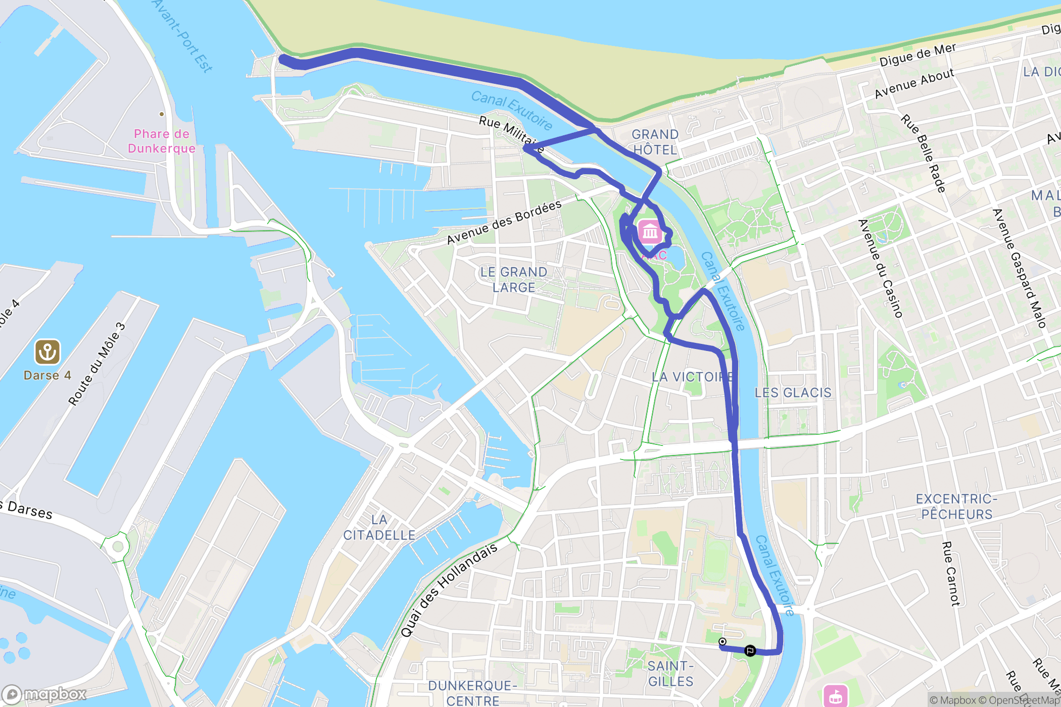 Dunkerque : carte du parcours de randonnée - France