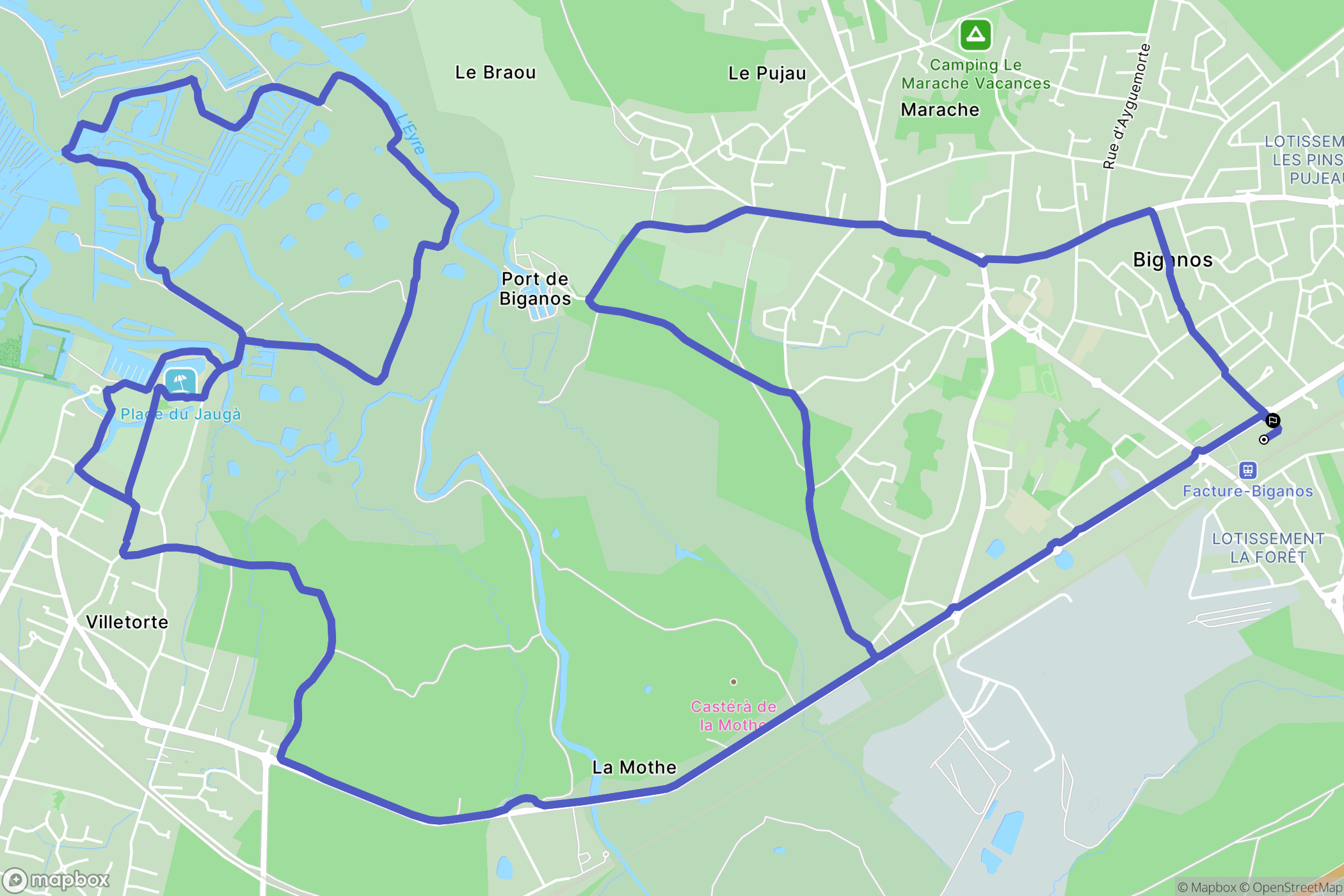 Biganos : carte du parcours de randonnée - France