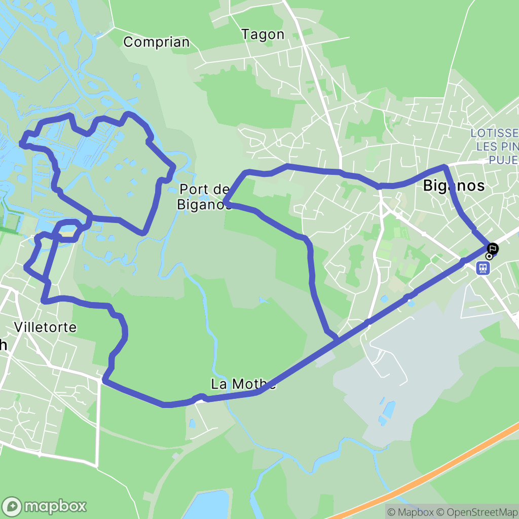 Biganos : carte du parcours de randonnée - France