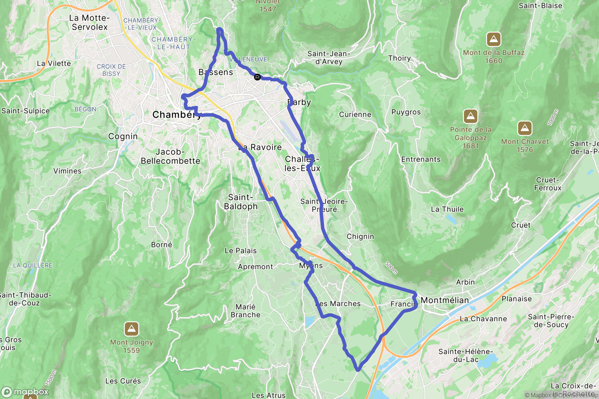 Saint-Alban-Leysse : carte du parcours de randonnée - France