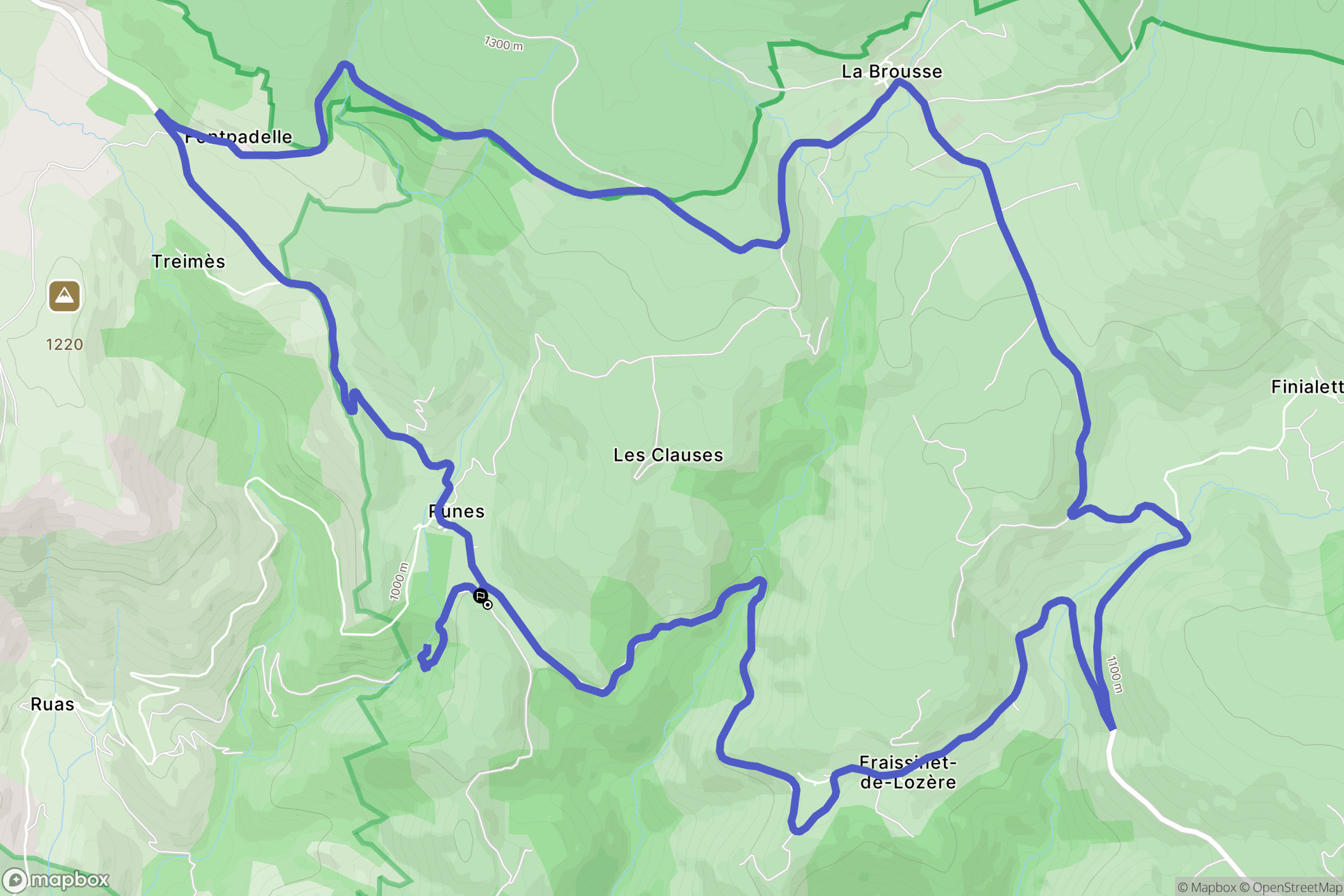 Pont-de-Montvert-Sud-Mont-Lozère : carte du parcours de randonnée - France