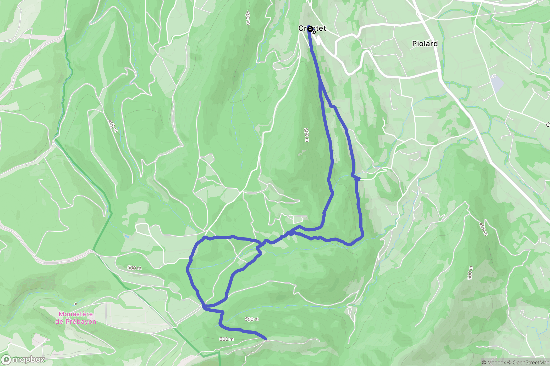 Crestet : carte du parcours de randonnée - France