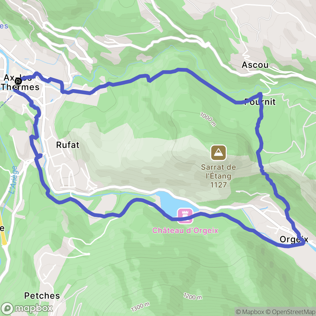Ax-les-Thermes : carte du parcours de randonnée - France
