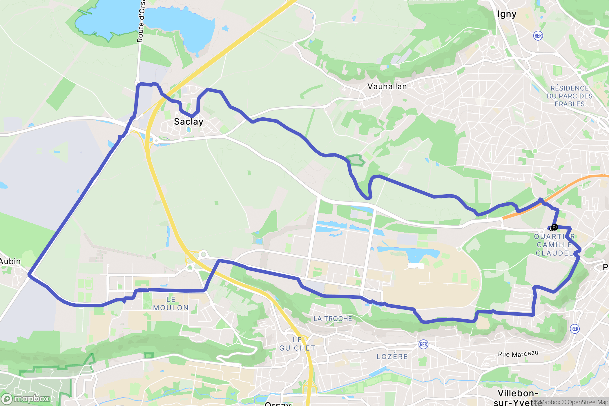Palaiseau : carte du parcours de randonnée - France