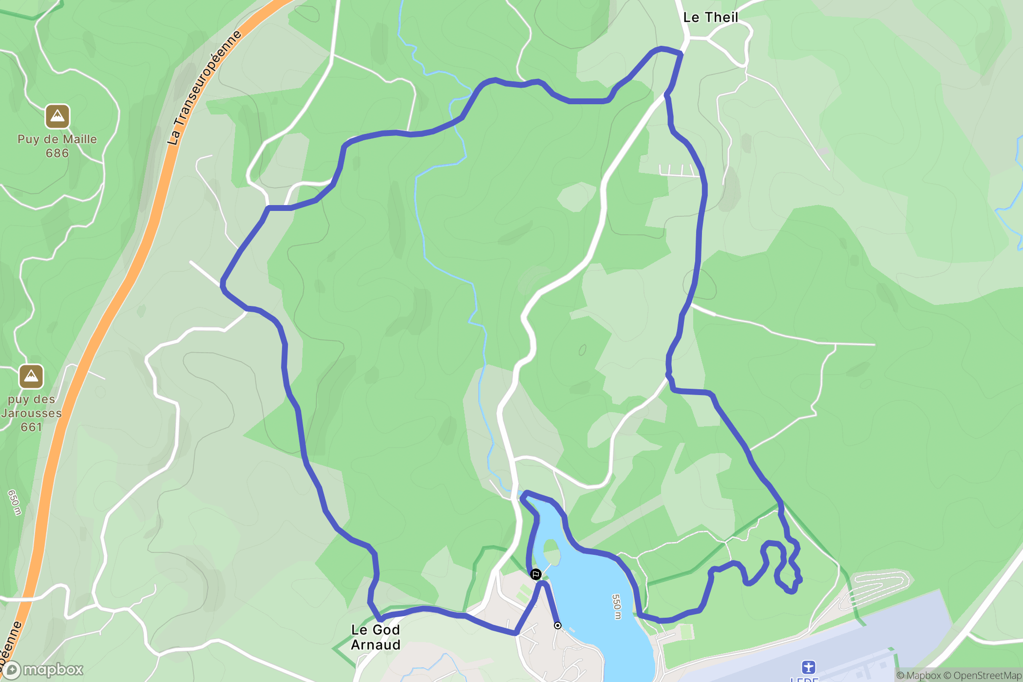 Égletons : carte du parcours de randonnée - France