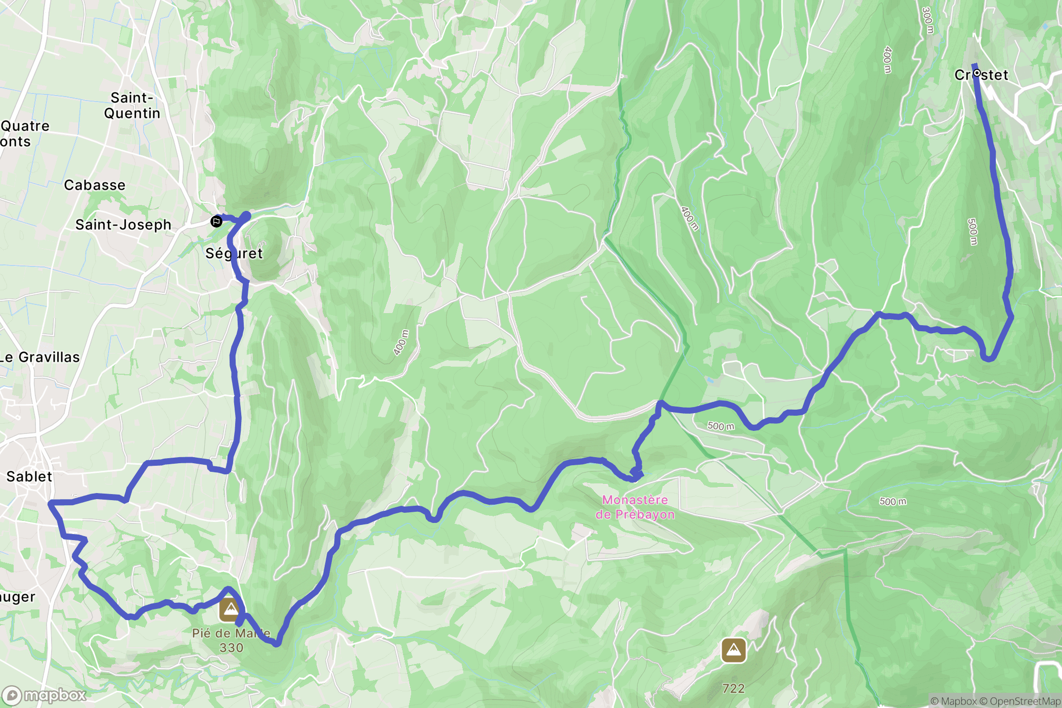 Crestet : carte du parcours de randonnée - France