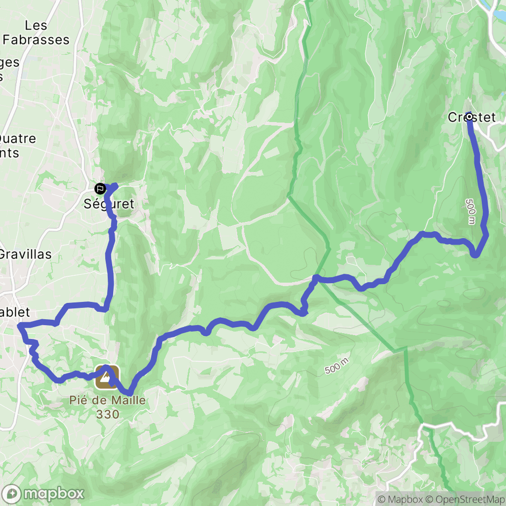 Crestet : carte du parcours de randonnée - France