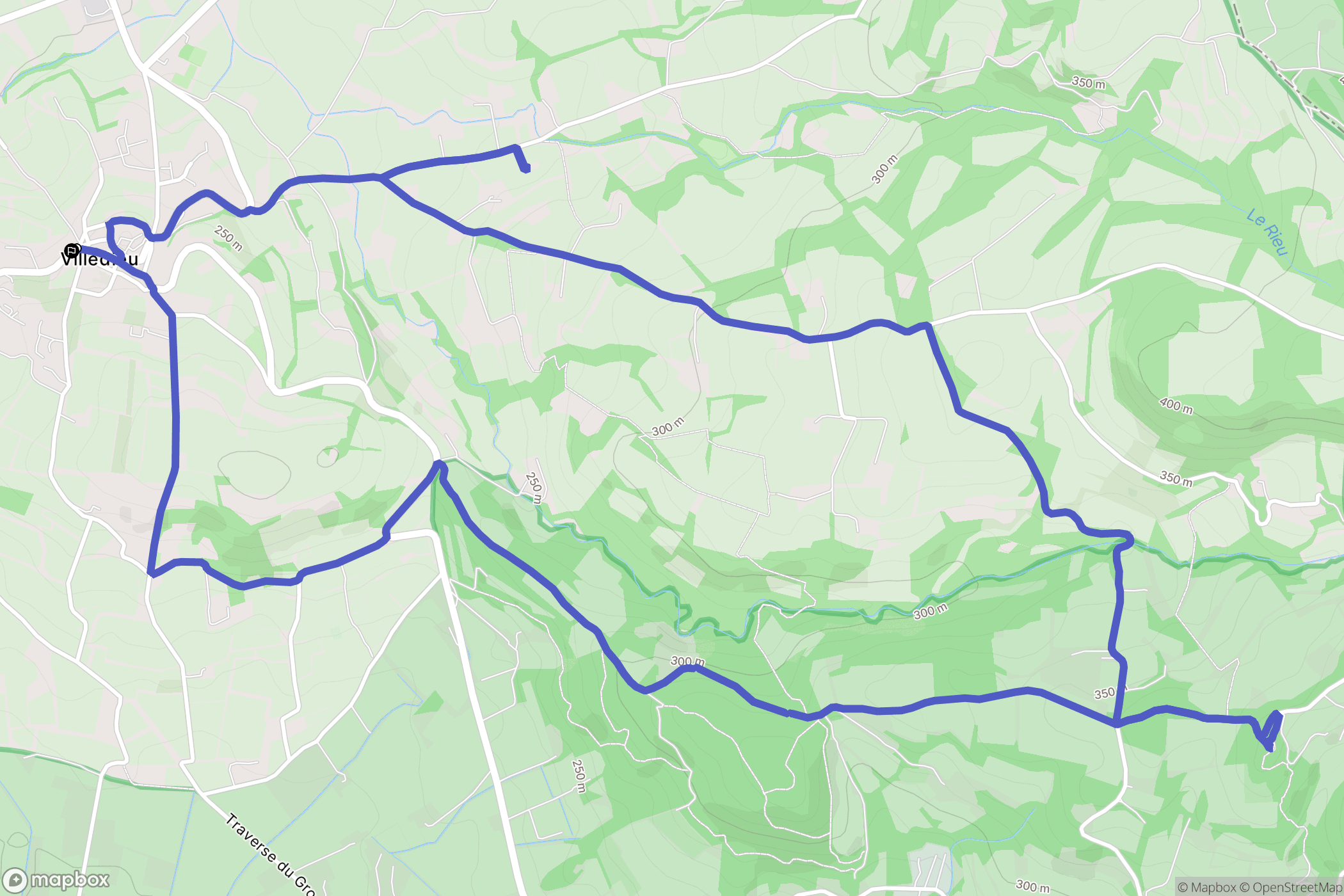 Villedieu et les hauts de Vaison la romaine : carte du parcours de randonnée - France