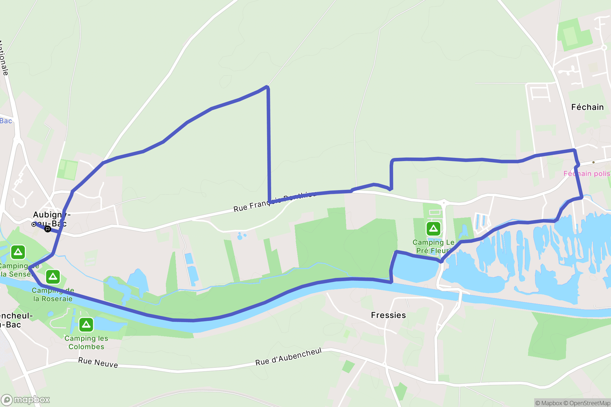 Aubigny-au-Bac : carte du parcours de randonnée - France