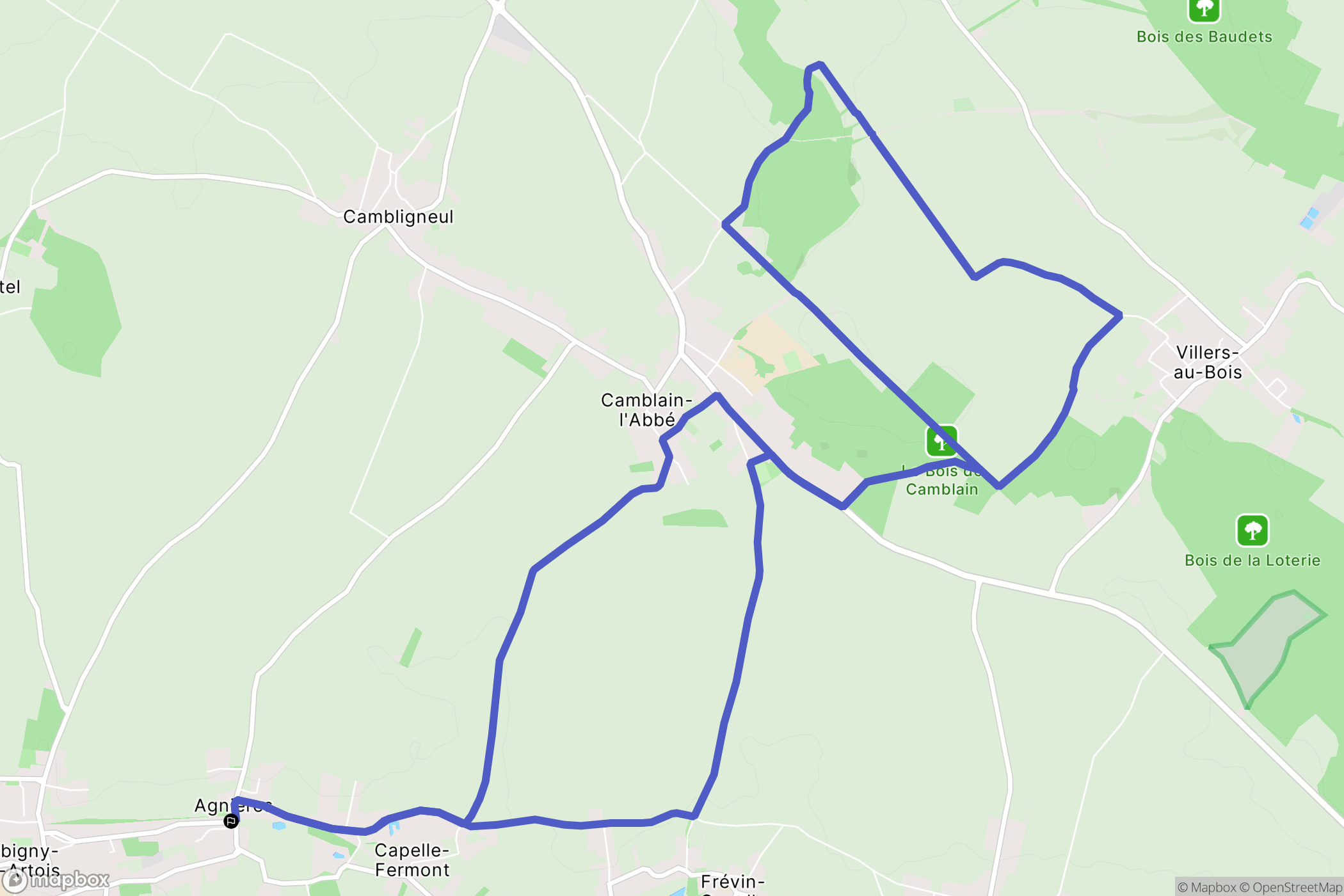 Agnières : carte du parcours de randonnée - France