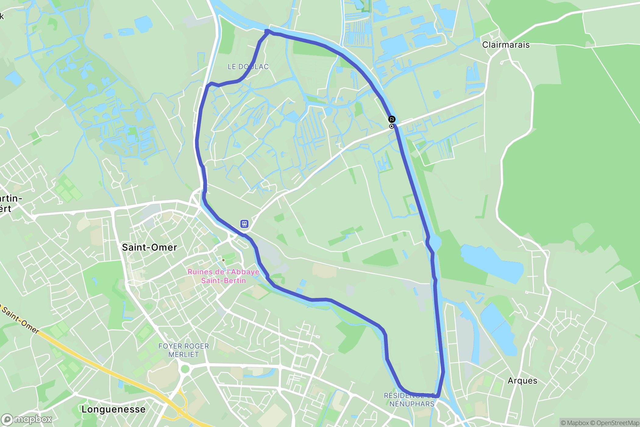 Saint-Omer : carte du parcours de randonnée - France
