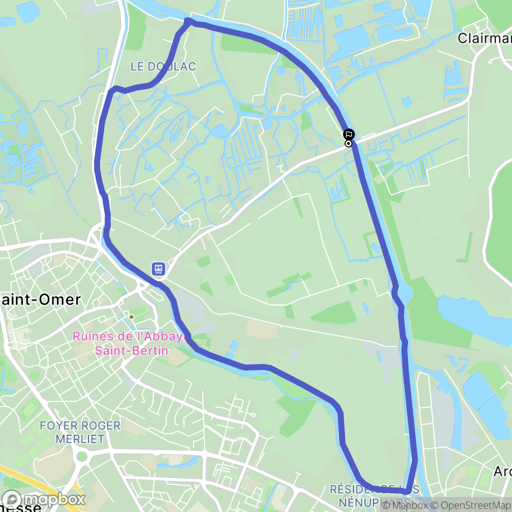 Saint-Omer : carte du parcours de randonnée - France
