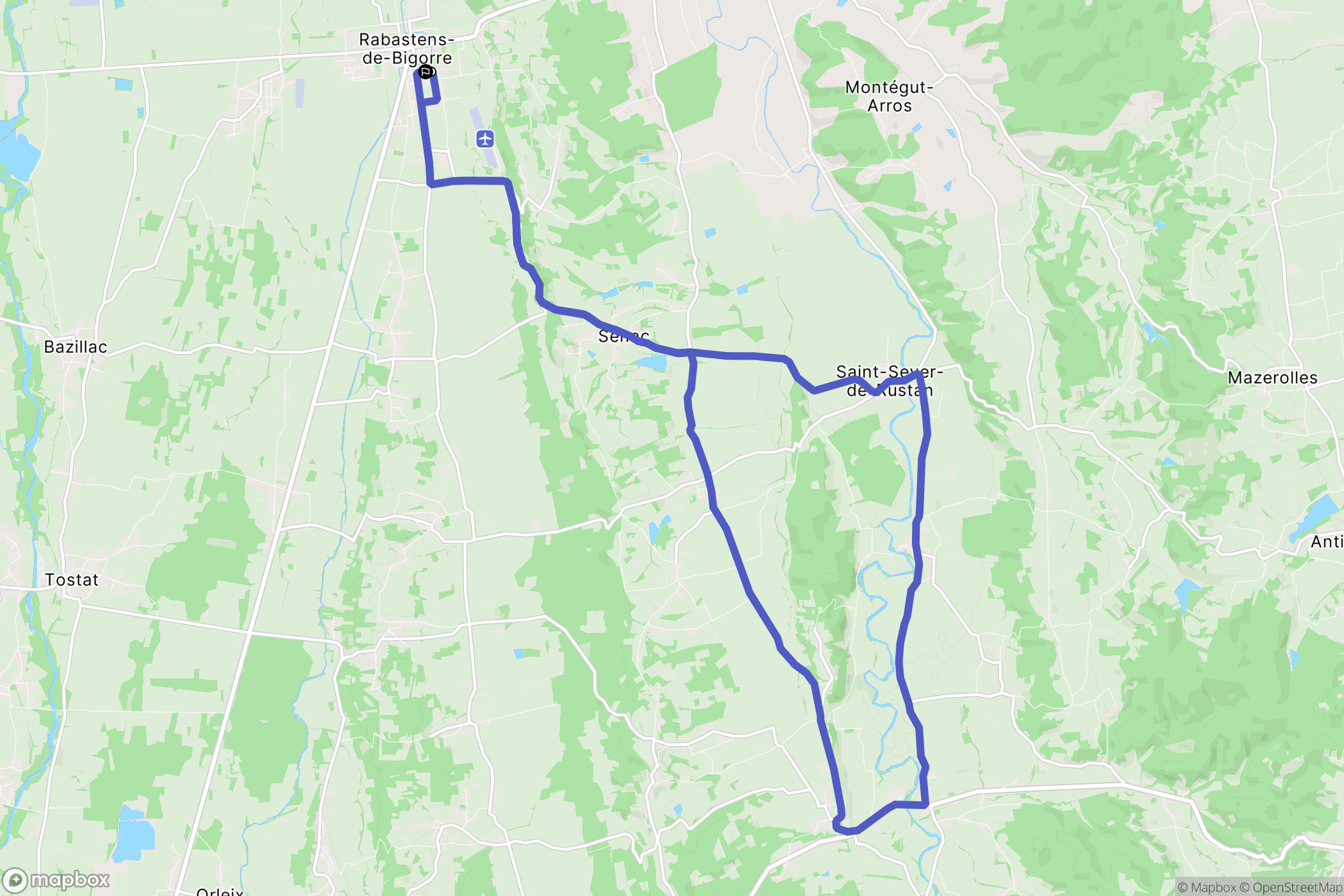 Rabastens-de-Bigorre : carte du parcours de randonnée - France