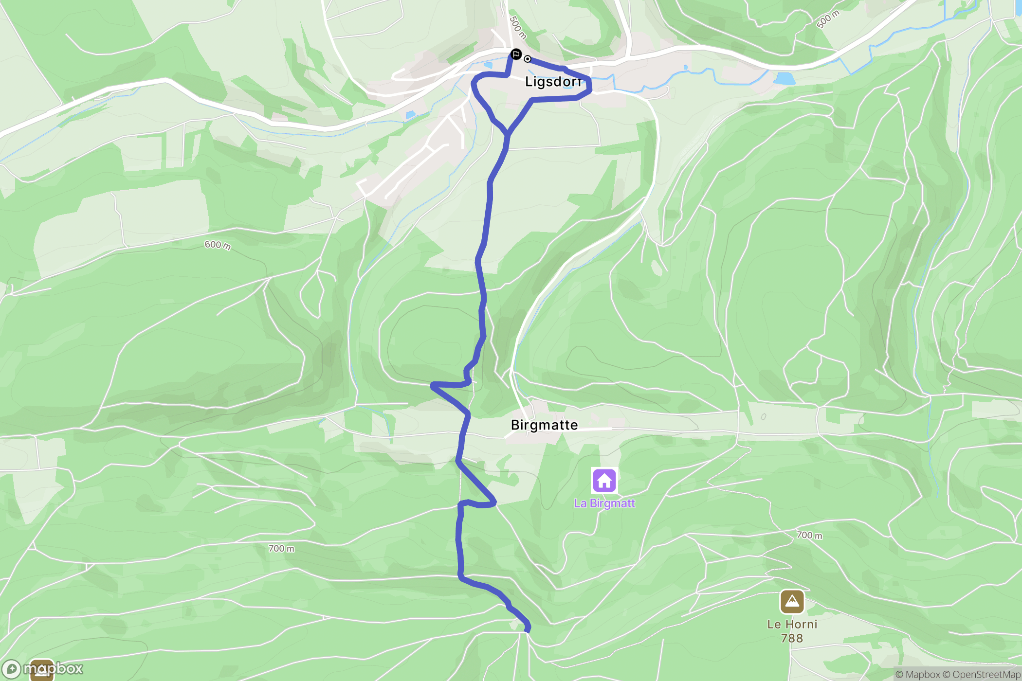 Ligsdorf : carte du parcours de randonnée - France