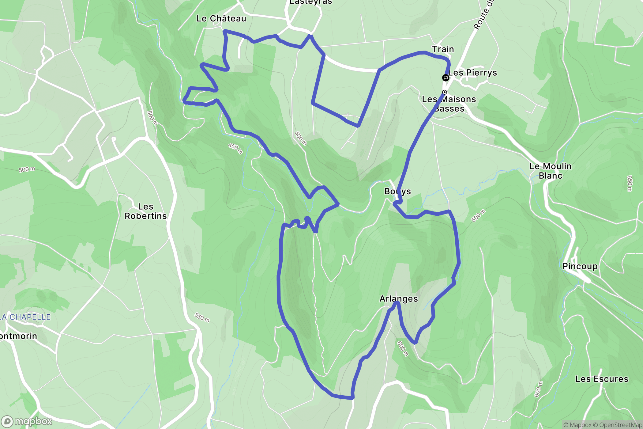 Égliseneuve-prés-Billom : carte du parcours de randonnée - France