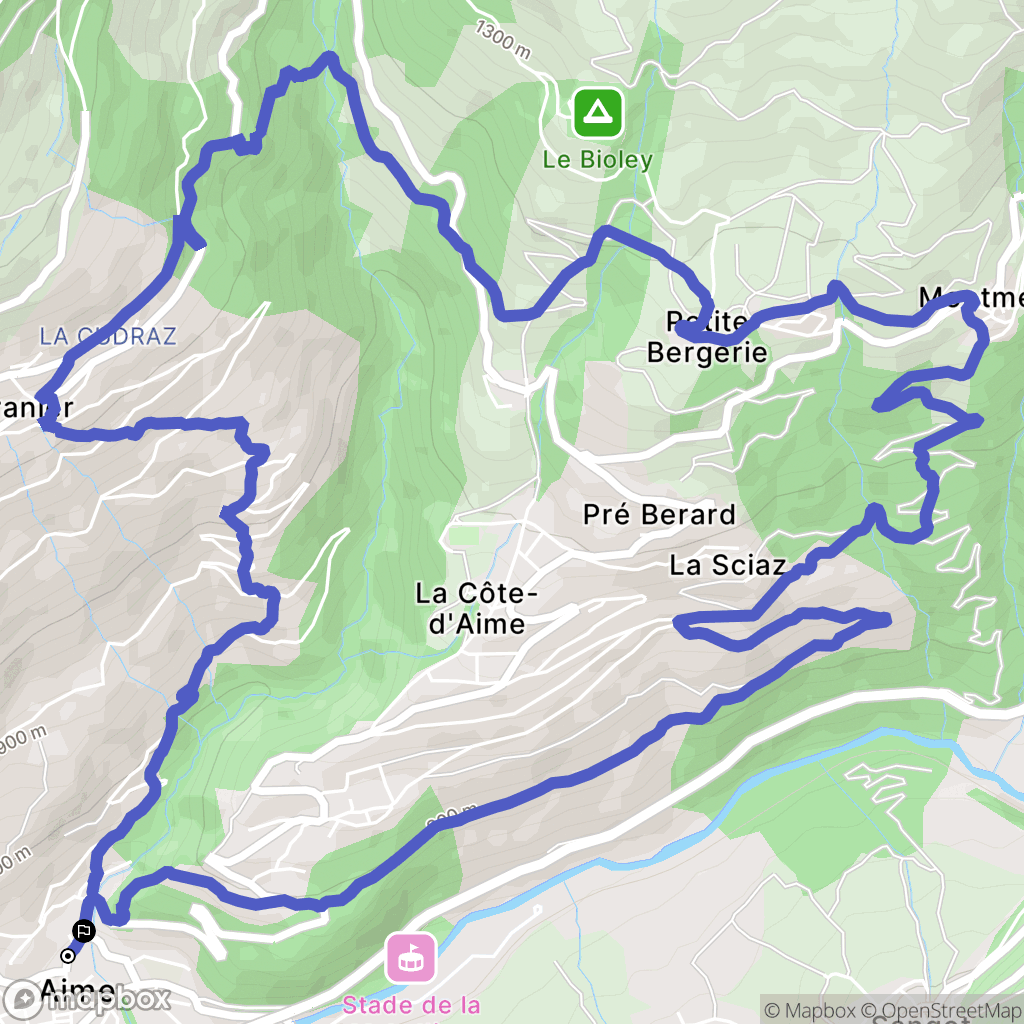 Aime-la-Plagne : carte du parcours de randonnée - France