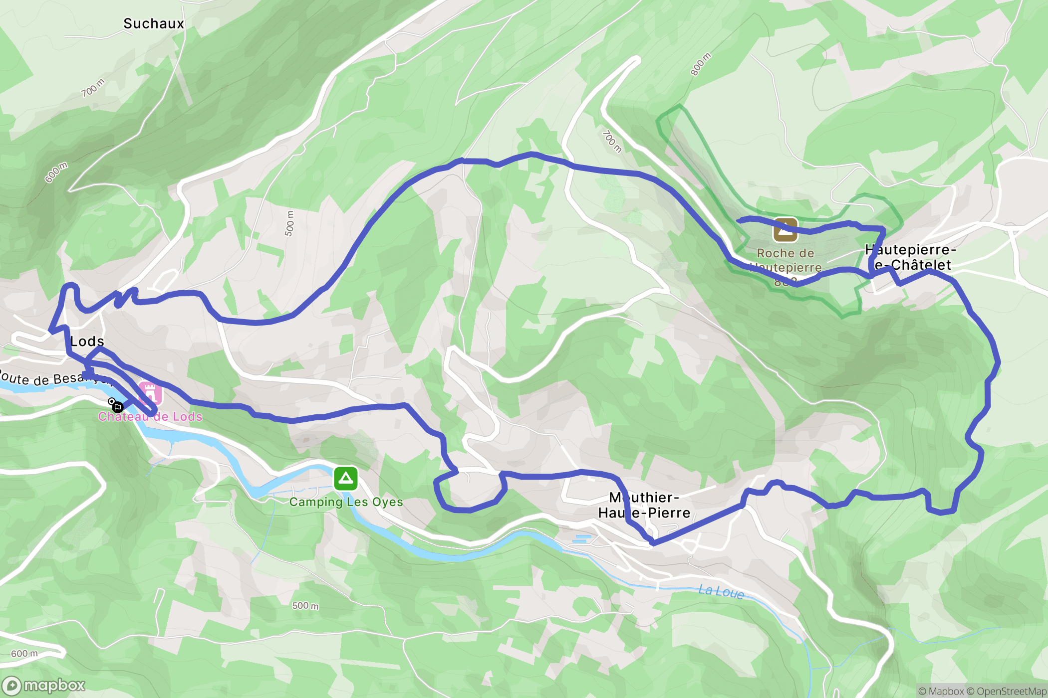 Lods : carte du parcours de randonnée - France