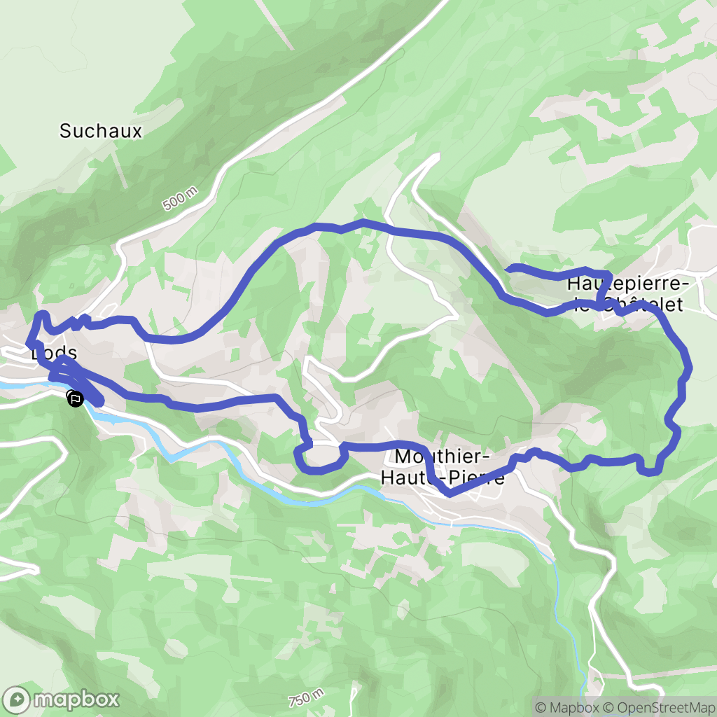 Lods : carte du parcours de randonnée - France