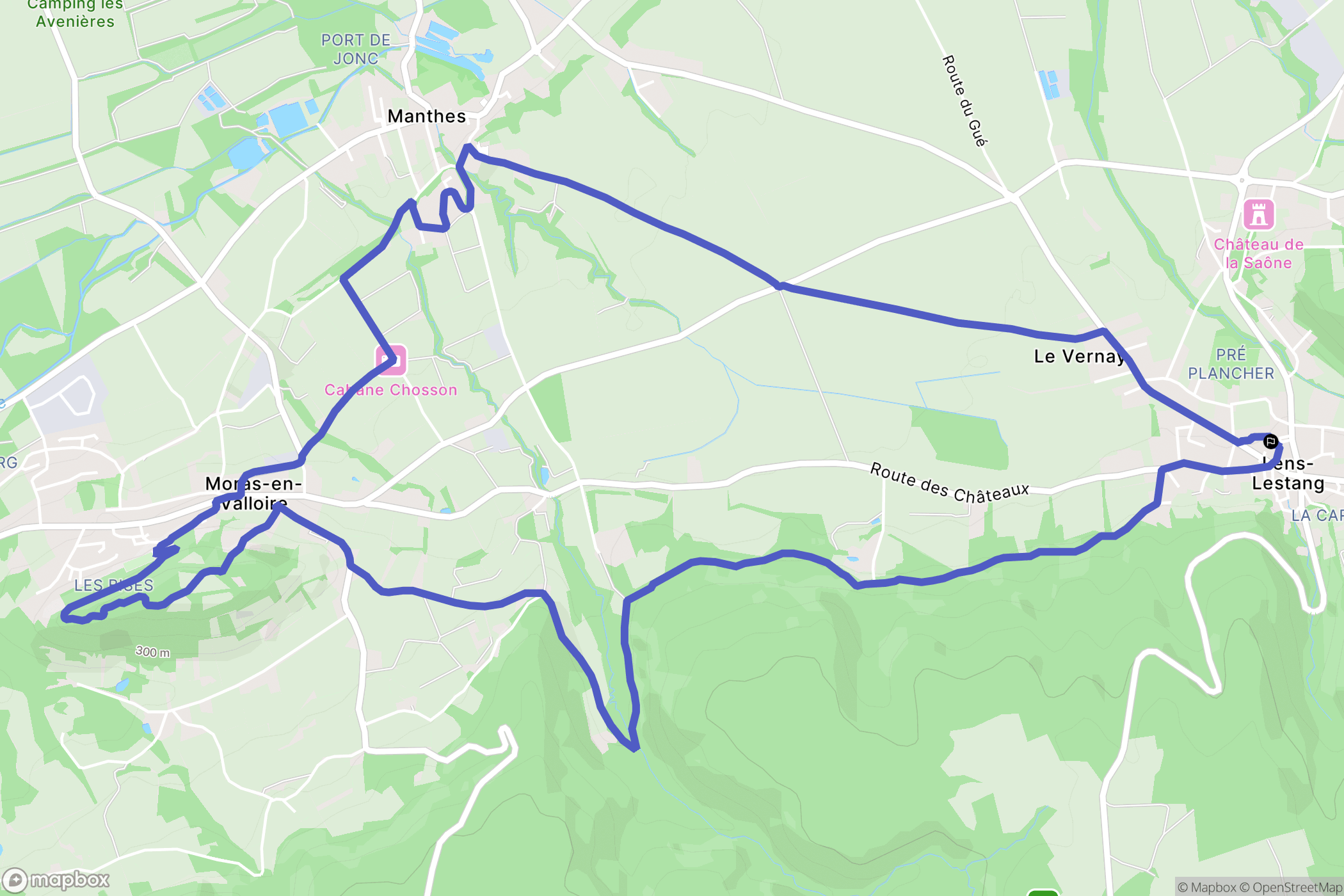 Lens-Lestang : carte du parcours de randonnée - France