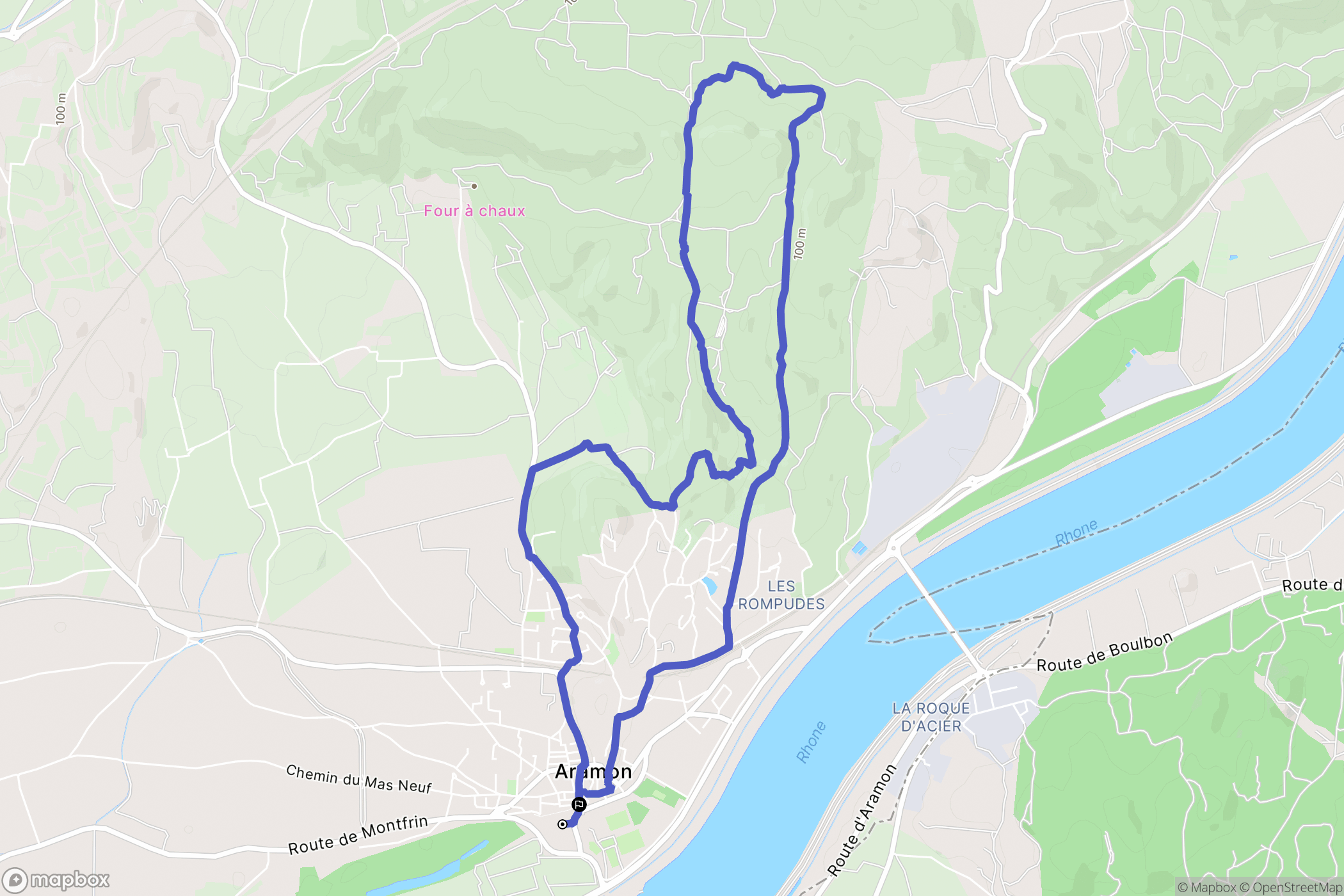 Aramon : carte du parcours de randonnée - France