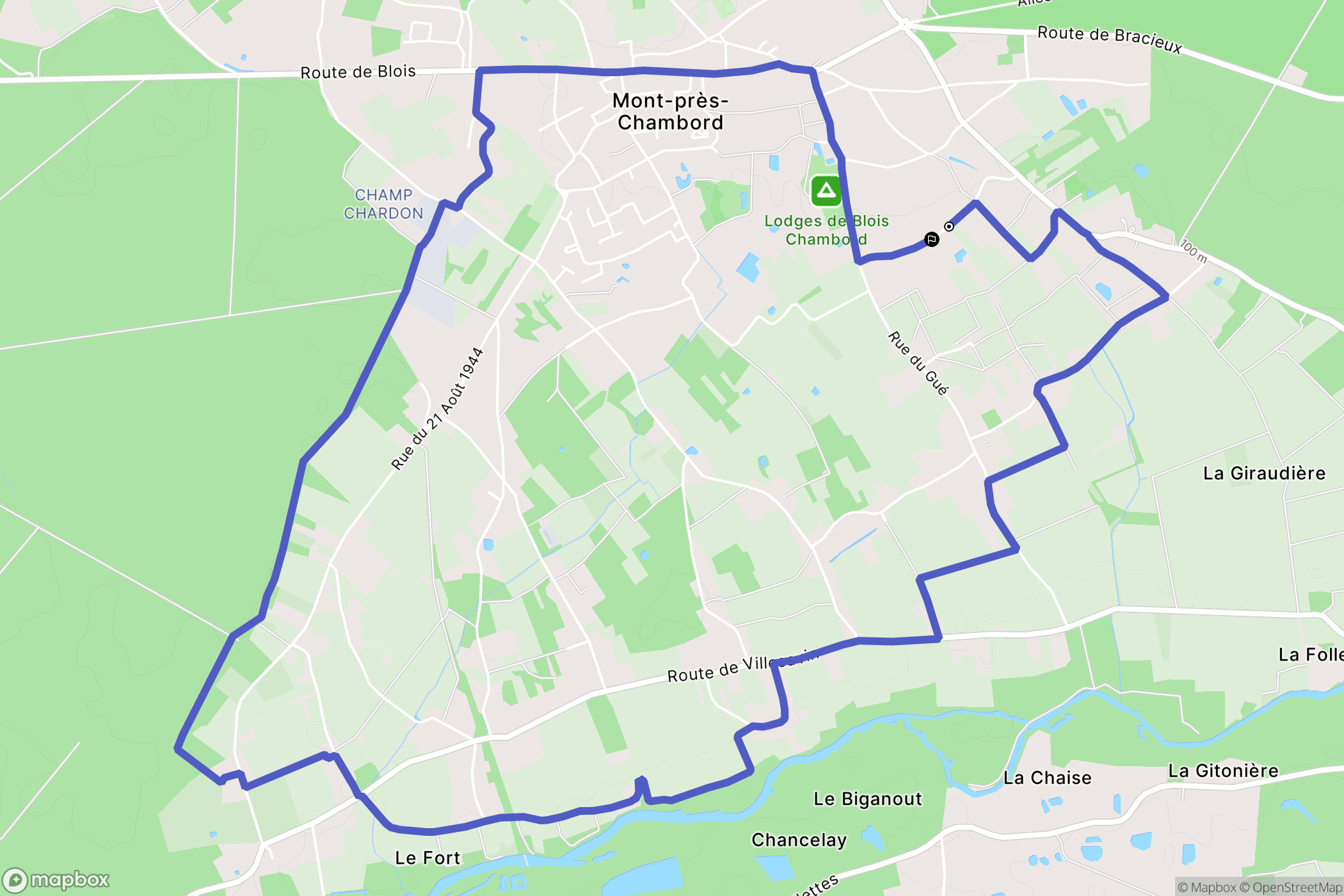 Mont-prés-Chambord : carte du parcours de randonnée - France
