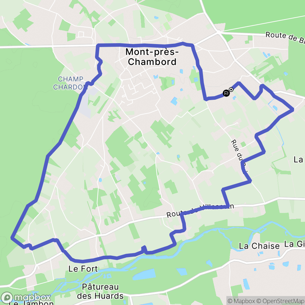 Mont-prés-Chambord : carte du parcours de randonnée - France