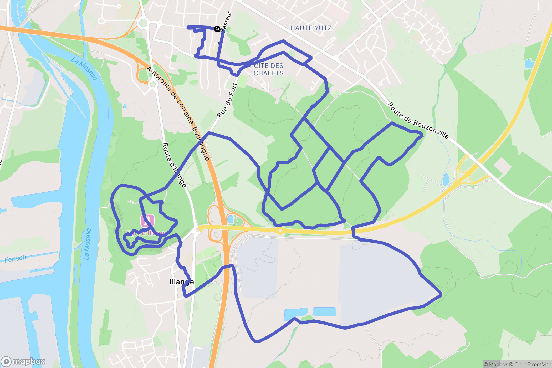 Yutz : carte du parcours de randonnée - France